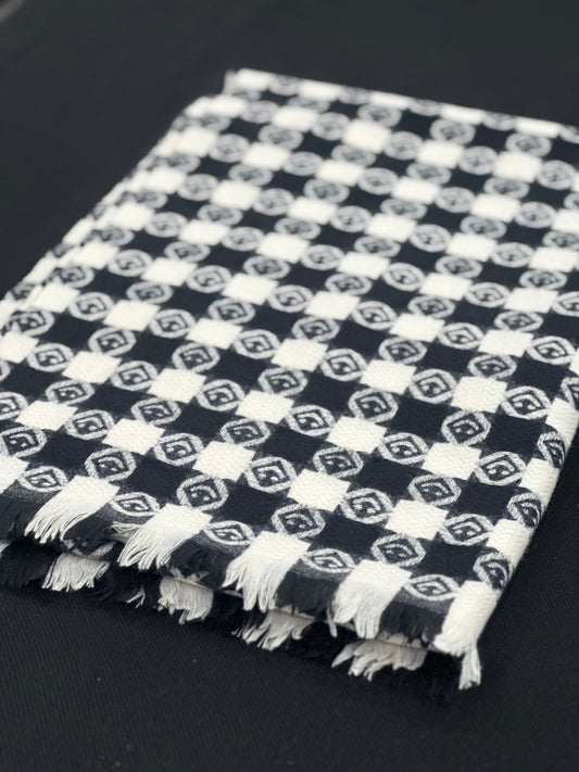Black & White Smiley Face Scarf for Men & Women