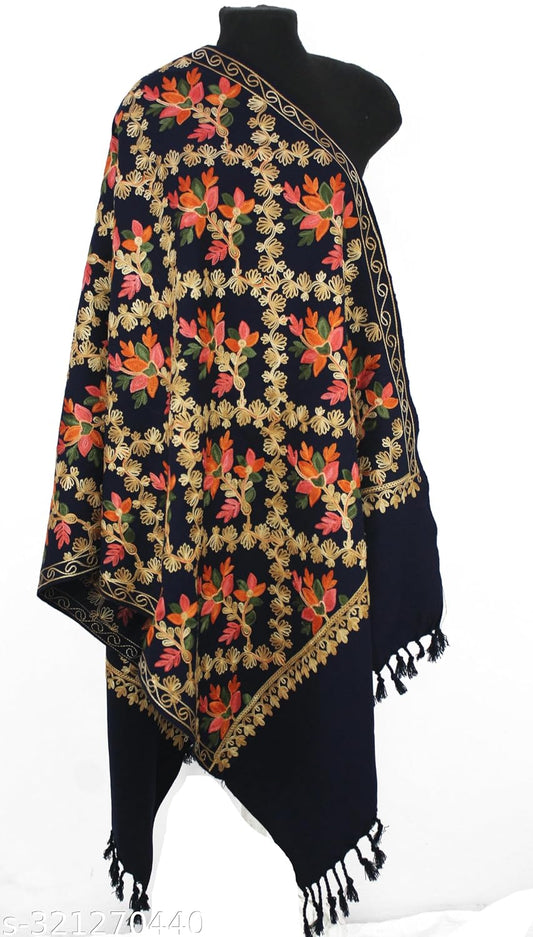 Pure Cashmilon Kashmiri Embroidery Shawls, Stoles for Women, (80 x 28 inch)
