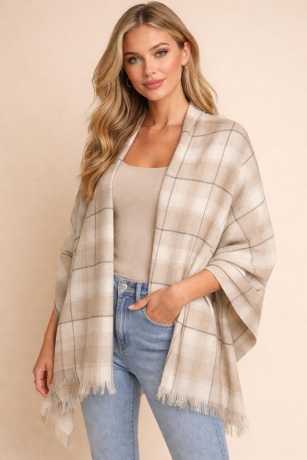 Luxury Brown Beige Winter Shawl for Women
