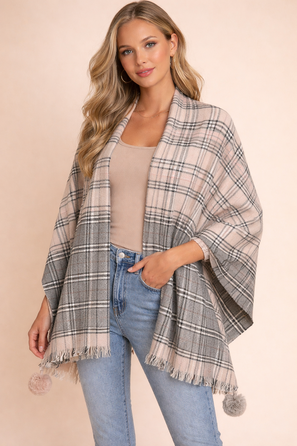 Luxury Brown Beige Winter Shawl for Women