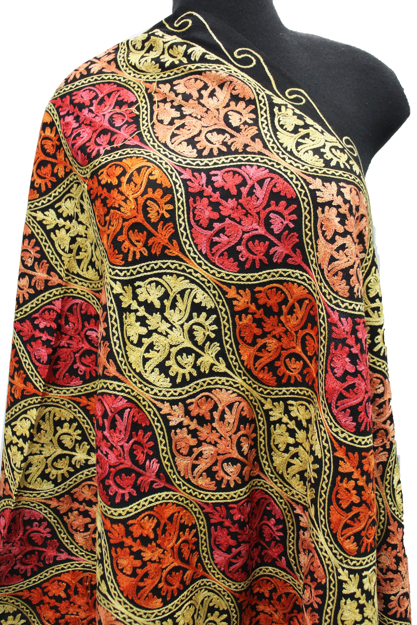 Kashmiri Shawl With Kashmire Embroidery, Indian Stole/Shawl, Mulit Color Embroidery Shawl, Aari Embroidery,Shawl Women, Kashmiri Accessory Size -28x80