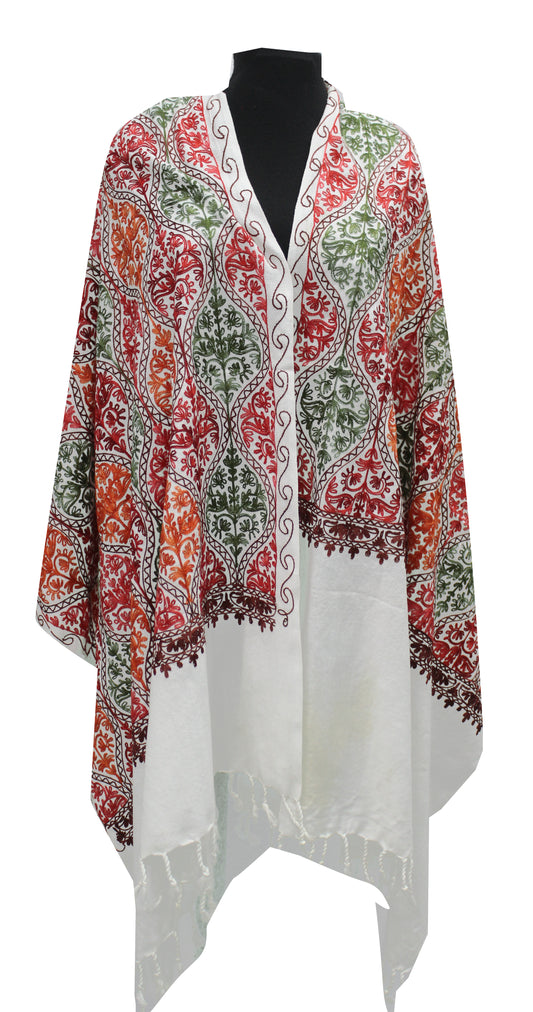 Kashmiri Shawl With Kashmire Embroidery, Indian Stole/Shawl, Mulit Color Embroidery Shawl, Aari Embroidery,Shawl Women, Kashmiri Accessory Size -28x80