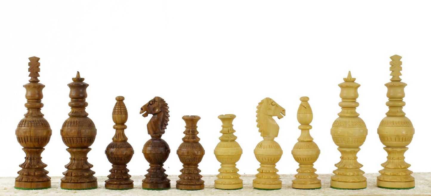 5" Gigantic Globe Series Hand Carved Chess Pieces Only Set