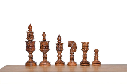 4.7" Hand-Carved Lotus Series Chess Set – Chess Pieces Only