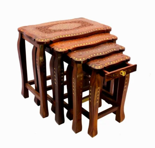 Wooden Nesting Stool/Table Set – Sheesham Wood
