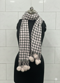 Black & Cream Check Pom Pom Scarf