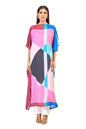 Multicolour Geometric Print Kaftan, Relaxed Fit, Bateau Neck, Flowy Style