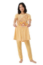 Tigger Graphic Night Suit for Women, Yellow, Short Sleeve Top with Shorts and Jogger Pants Set