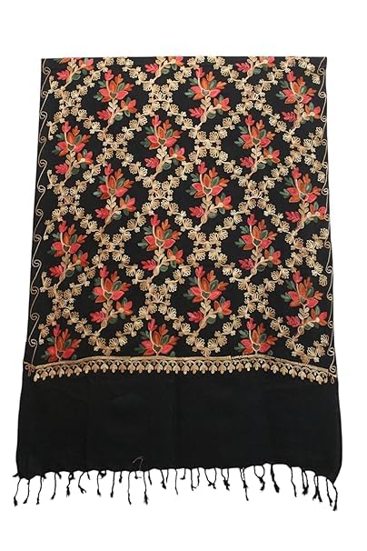 Pure Cashmilon Kashmiri Embroidery Shawls, Stoles for Women, (80 x 28 inch)