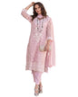 Semi Stitched Suit, Pink, Floral Embroidery, Salwar Kameez with Dupatta