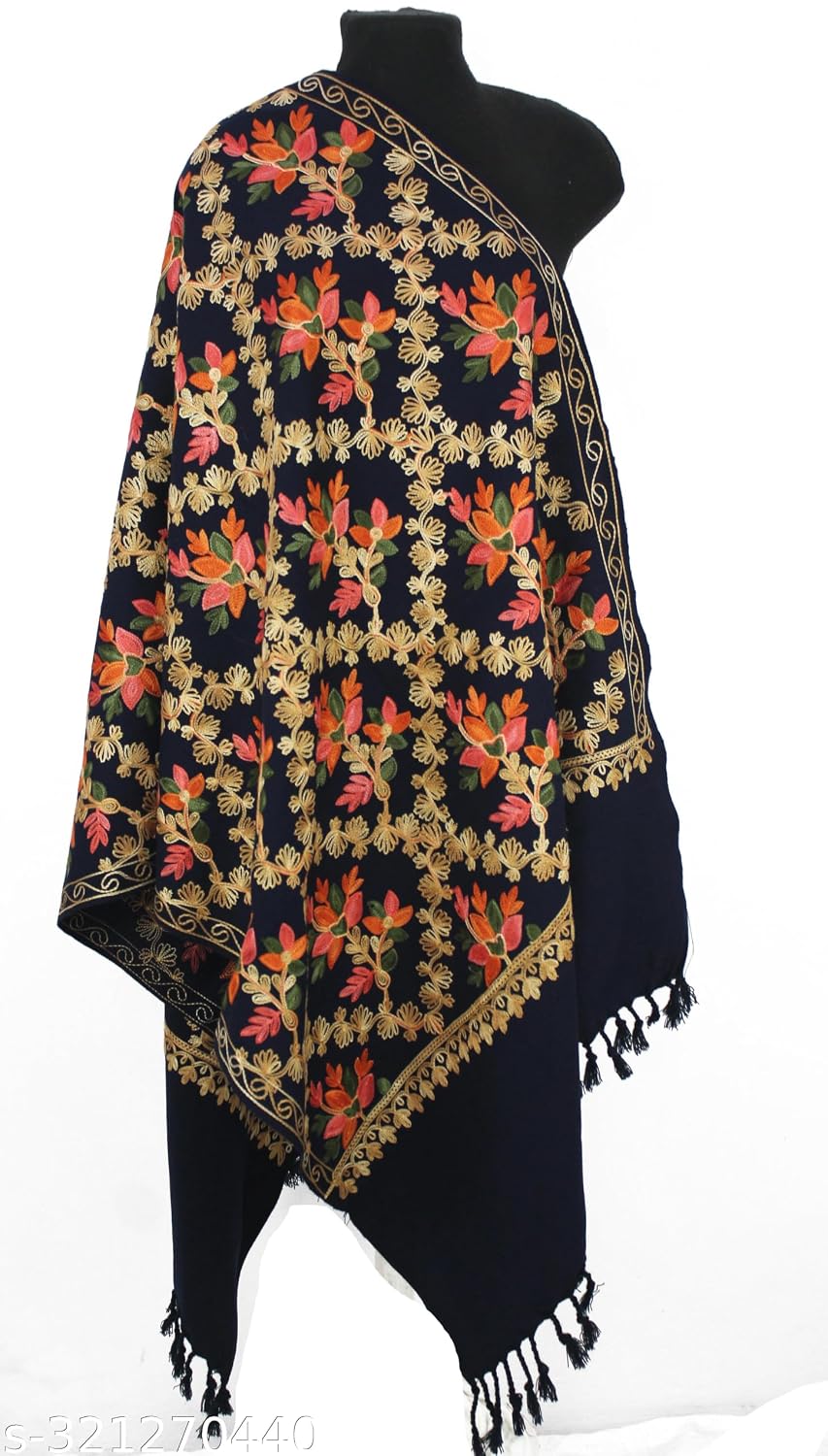 Pure Cashmilon Kashmiri Embroidery Shawls, Stoles for Women, (80 x 28 inch)
