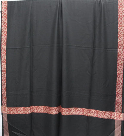 Men's Pure Wool Shawl, Cream, Embroidered Border, 50 x 100 inches