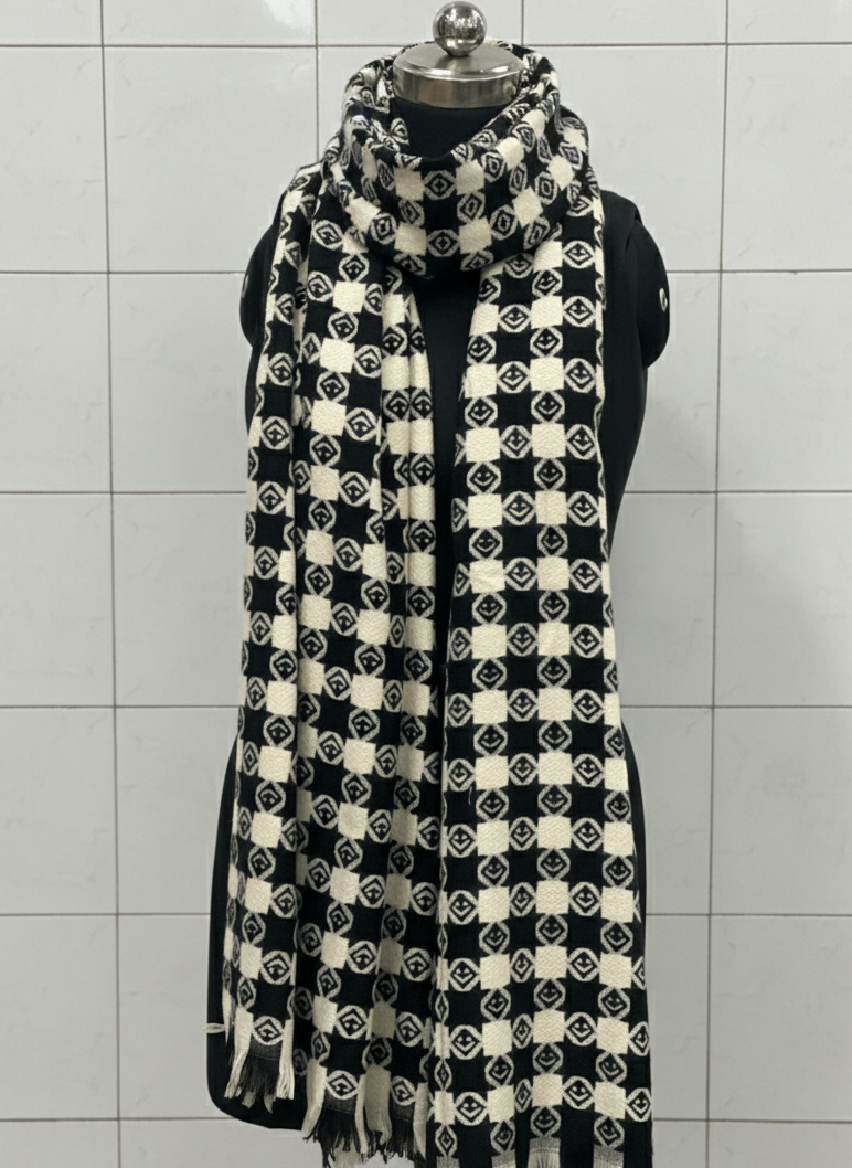 Black & White Smiley Face Scarf for Men & Women