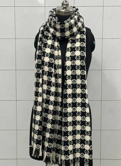 Black & White Smiley Face Scarf for Men & Women