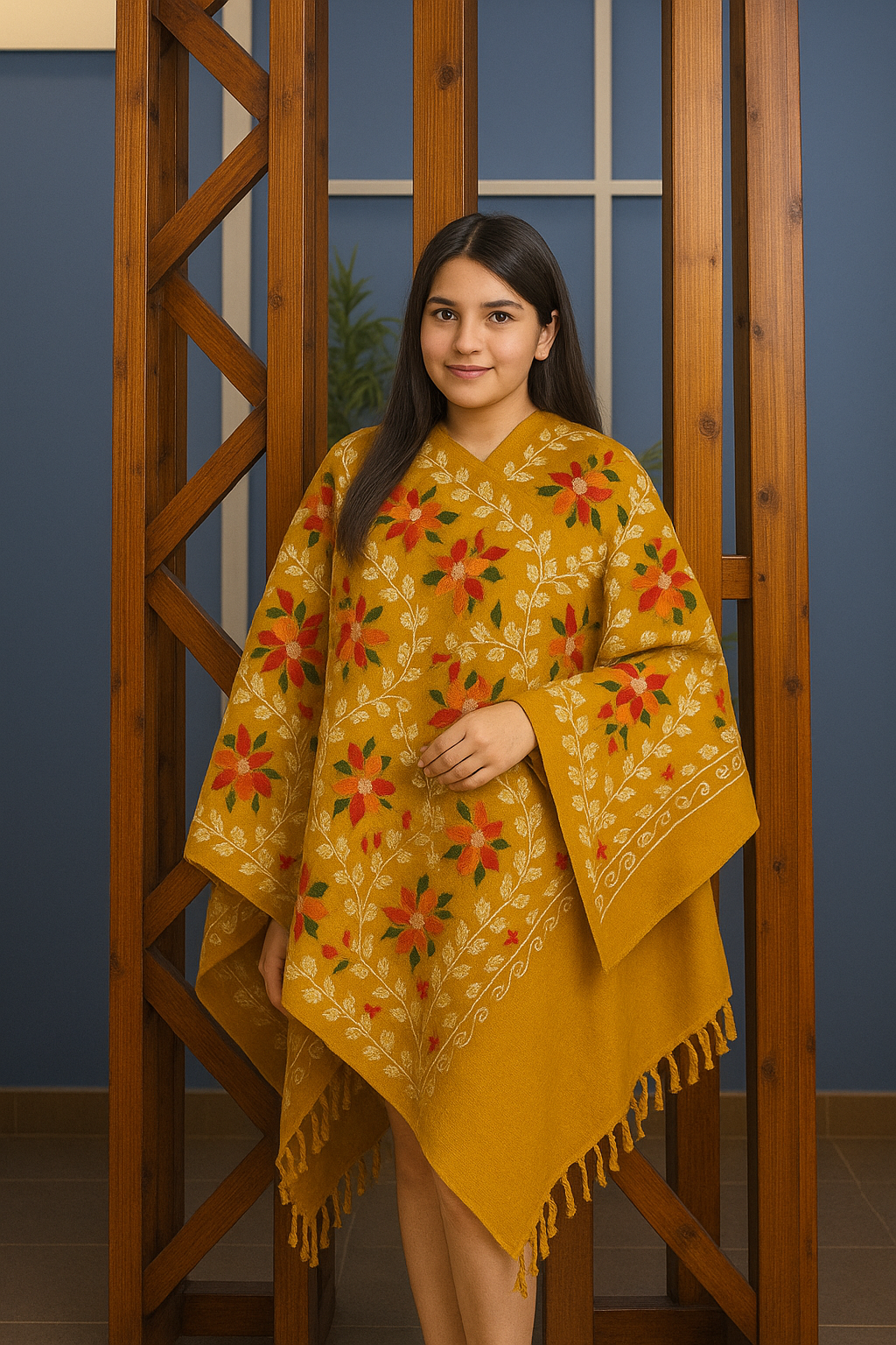 Kashmiri Shawl With Kashmire Embroidery, Indian Stole/Shawl, Mulit Color Embroidery Shawl, Aari Embroidery,Shawl Women, Kashmiri Accessory Size -28x80