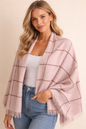 Pink Shawl Stole with Brown Sleek Line – Elegant Winter Wrap