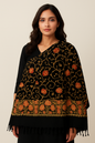 Kashmiri Embroidered Shawl | Multi-Color Aari Embroidery | Traditional Indian Shawl for Women | Winter Wrap | 28x80 inches