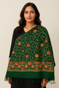 Kashmiri Embroidered Shawl | Multi-Color Aari Embroidery | Traditional Indian Shawl for Women | Winter Wrap | 28x80 inches