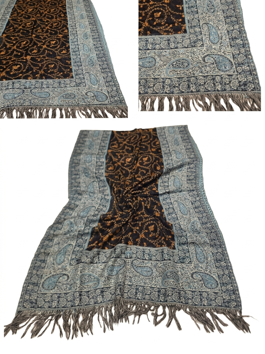 100% Woolen Premium HandEmbroidered Needlework Kashmiri Jamavar Wool Stole 28x80