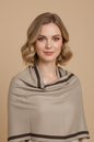 Beige Shawl Stole with Brown Sleek Line – Elegant Winter Wrap