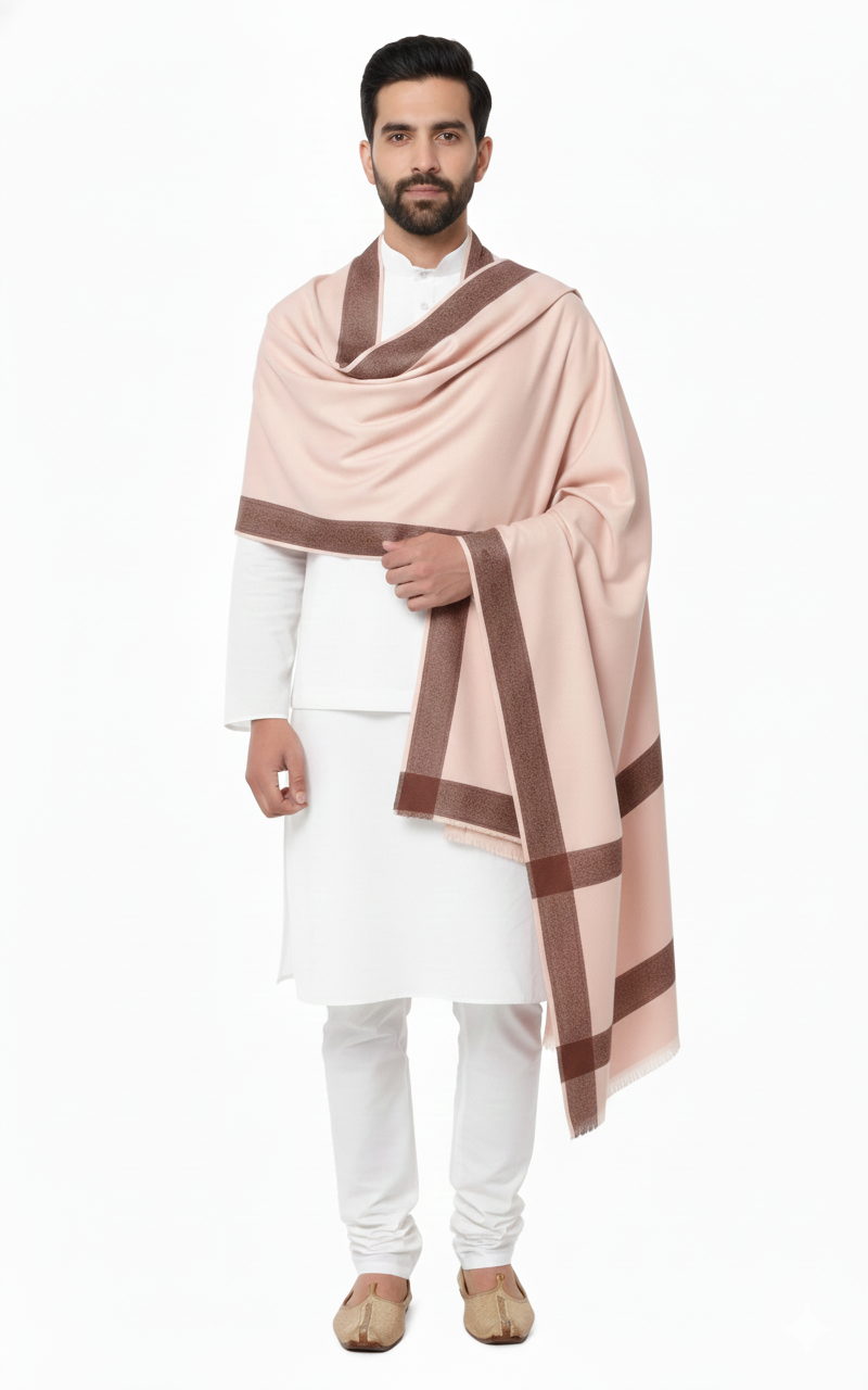 Men's Woven Border Woollen Lohi/Shawl [50" X 100"]