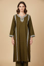 Olive Border Aari & Zari Embroidered Pheran