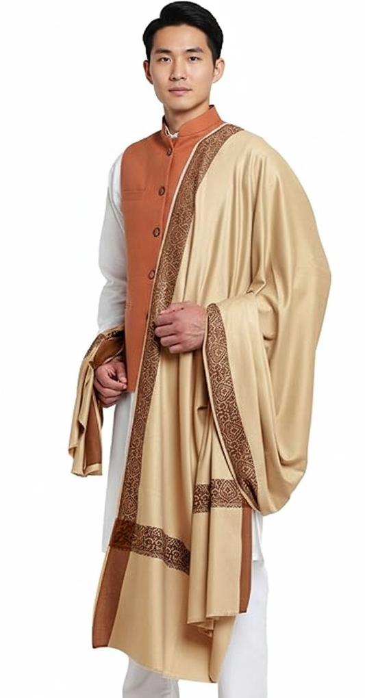 Men's Woven Border Woollen Lohi/Shawl [50" X 100"]