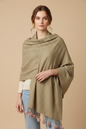 Elegant Beige Pom-Pom Shawl Stole – Classic Winter Wrap