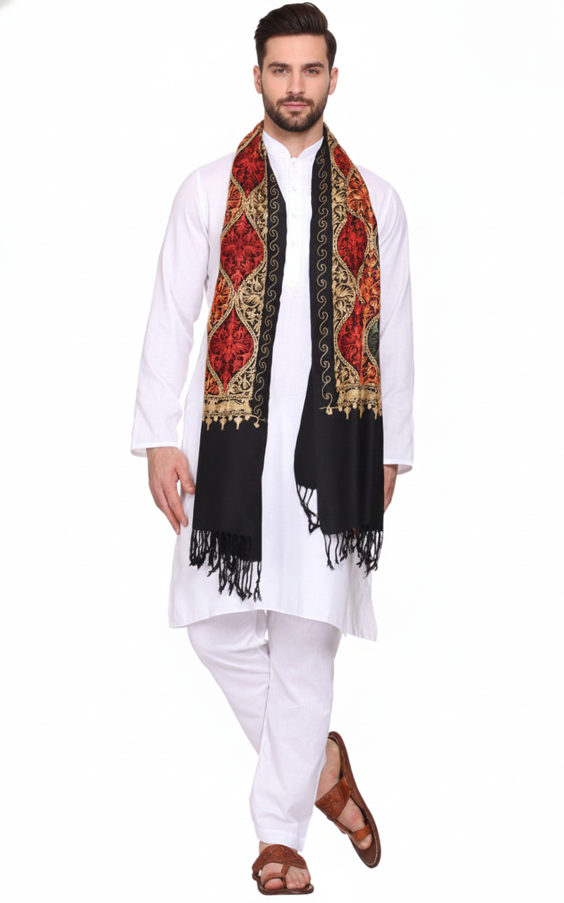 Men's Matka Embroided Acrylic Shawl