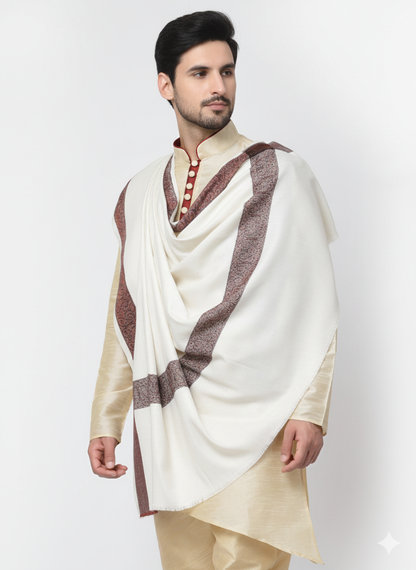 Men's Woven Border Woollen Lohi/Shawl [50" X 100"]