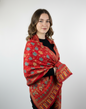 Women Wool Blend, Pink Jacquard Wovewn Designer Shawl/Wrap