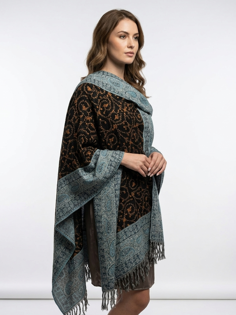 100% Woolen Premium HandEmbroidered Needlework Kashmiri Jamavar Wool Stole 28x80