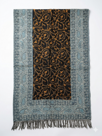 100% Woolen Premium HandEmbroidered Needlework Kashmiri Jamavar Wool Stole 28x80