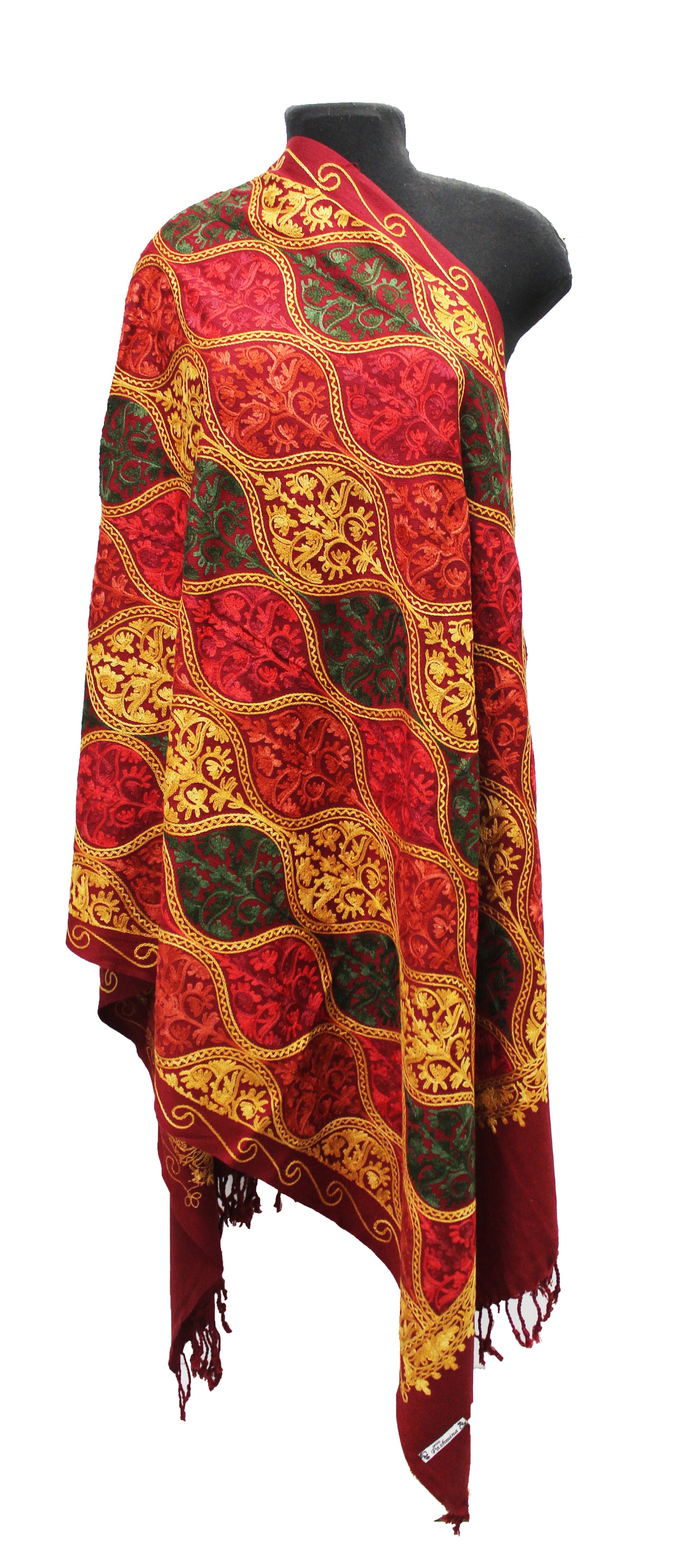 Kashmiri Shawl With Kashmire Embroidery, Indian Stole/Shawl, Mulit Color Embroidery Shawl, Aari Embroidery,Shawl Women, Kashmiri Accessory Size -28x80