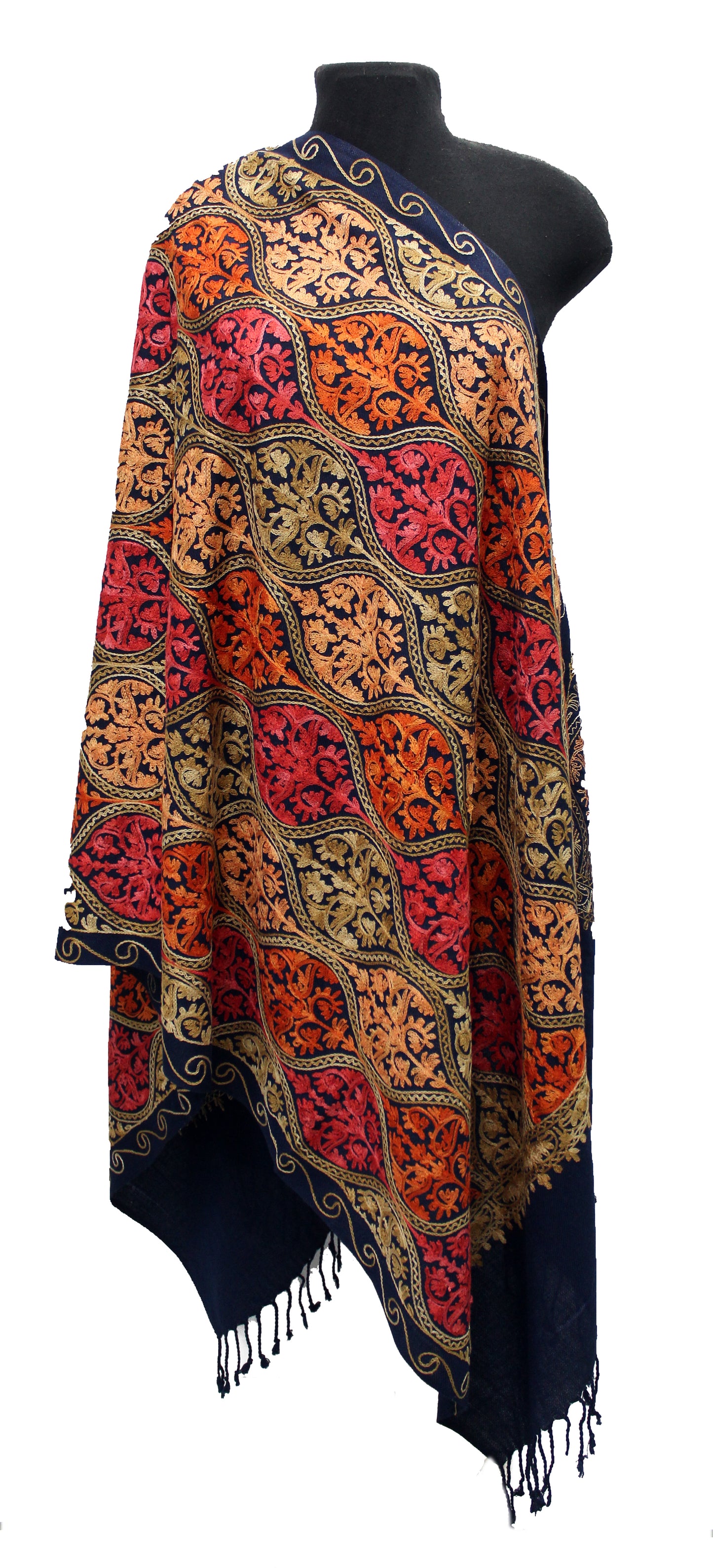 Kashmiri Shawl With Kashmire Embroidery, Indian Shawl, Mulit Color Embroidery Shawl, Aari Embroidery,Shawl Women, Kashmiri Accessory Size -28x80