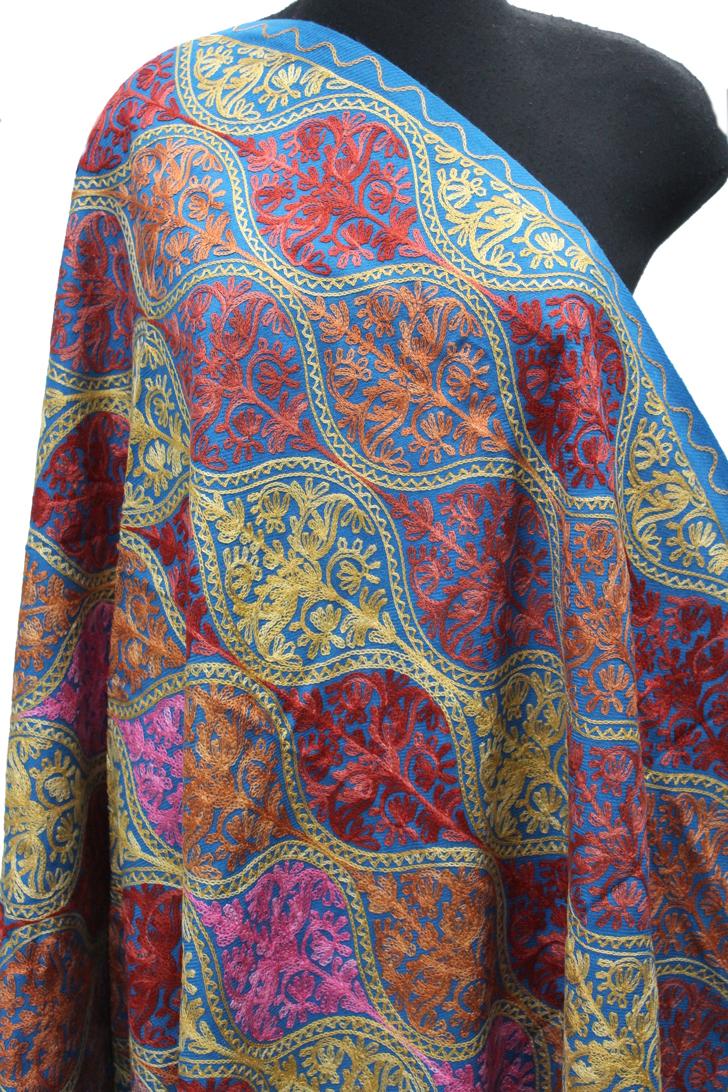 Kashmiri Shawl With Kashmire Embroidery, Indian Stole/Shawl, Mulit Color Embroidery Shawl, Aari Embroidery,Shawl Women, Kashmiri Accessory Size -28x80