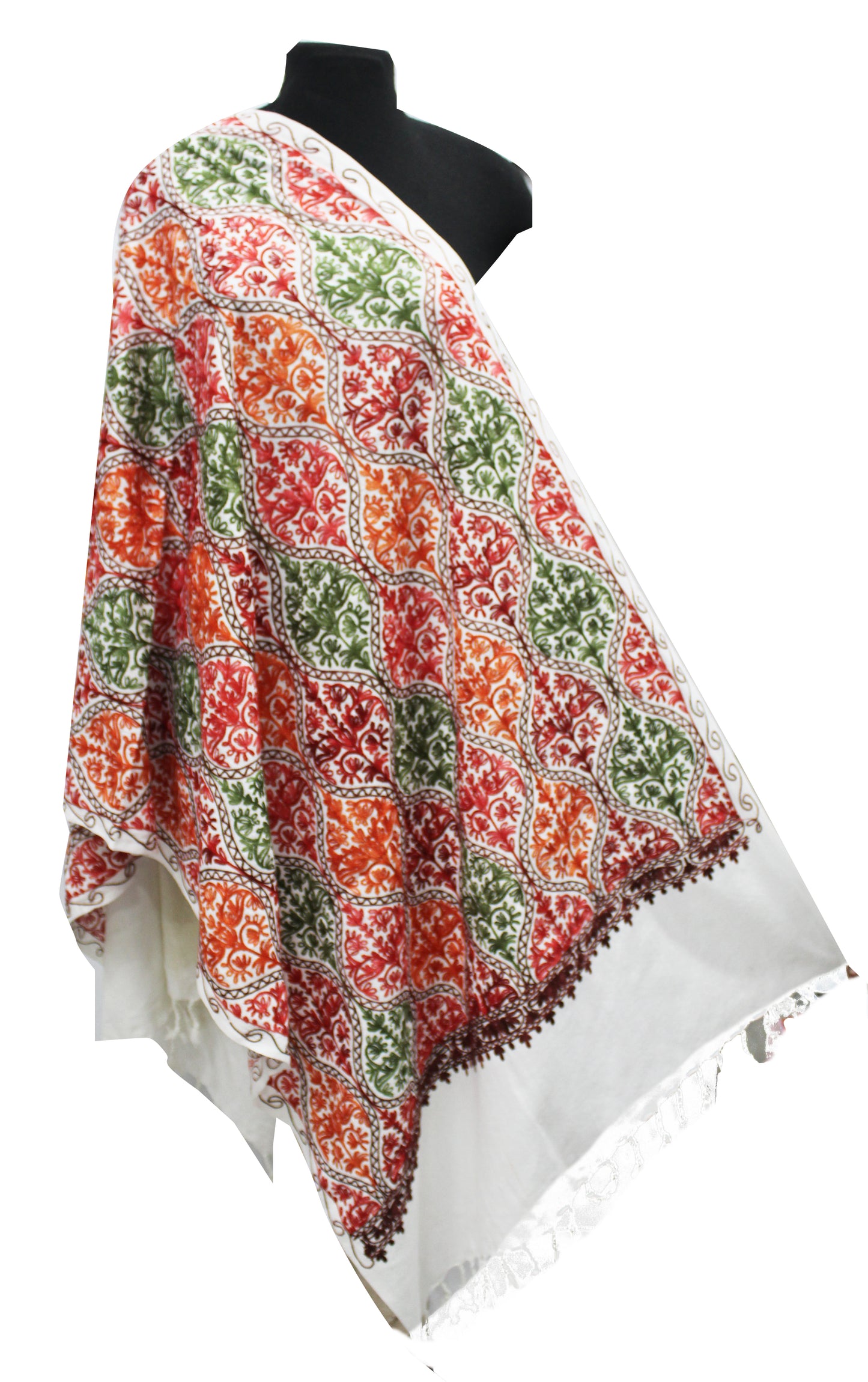 Kashmiri Shawl With Kashmire Embroidery, Indian Shawl, Mulit Color Embroidery Shawl, Aari Embroidery,Shawl Women, Kashmiri Accessory Size -28x80