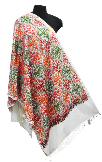 Kashmiri Shawl With Kashmire Embroidery, Indian Shawl, Mulit Color Embroidery Shawl, Aari Embroidery,Shawl Women, Kashmiri Accessory Size -28x80