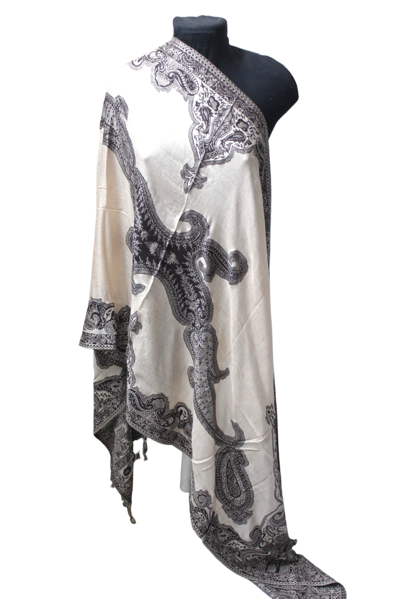 100% Viscose Jamawar Shawl | Soft & Lightweight Pashmina Style Stole Wrap | Kashmir Design | 28 x 80