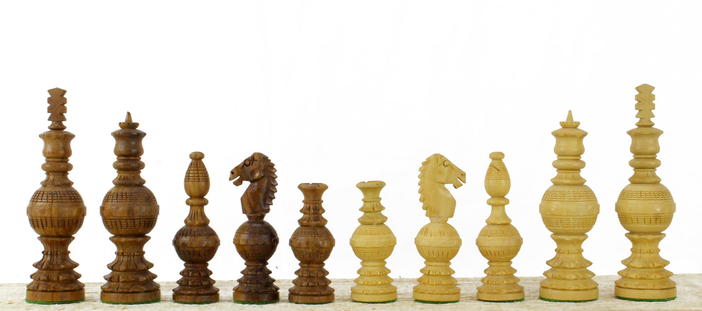 5" Gigantic Globe Series Hand Carved Chess Pieces Only Set