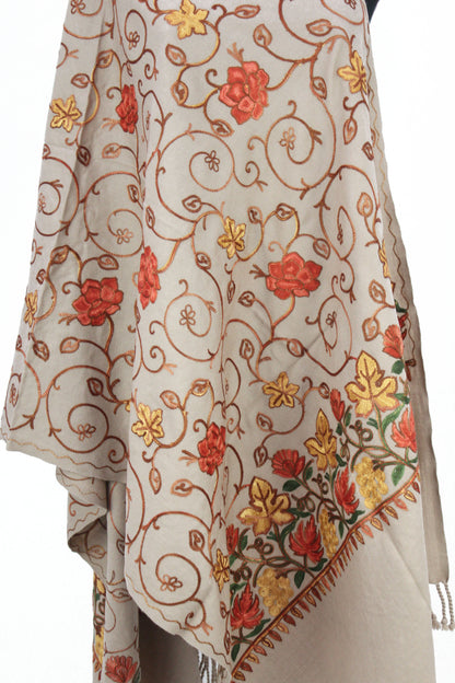Kashmiri Shawl With Kashmire Embroidery, Indian Shawl, Mulit Color Embroidery Shawl, Aari Embroidery,Shawl Women, Kashmiri Accessory Size -28x80
