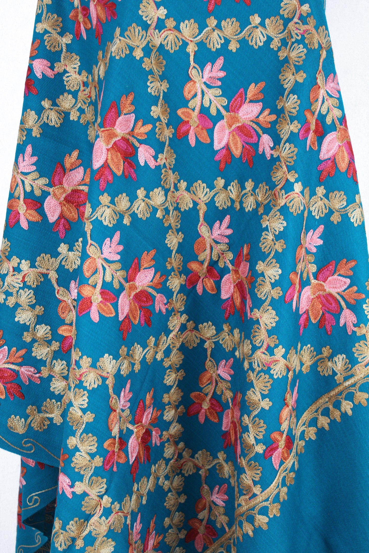 Kashmiri Shawl With Kashmire Embroidery, Indian Stole/Shawl, Mulit Color Embroidery Shawl, Aari Embroidery,Shawl Women, Kashmiri Accessory Size -28x80