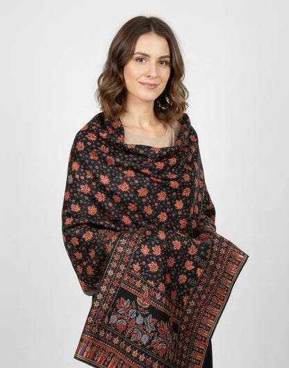 Women Wool Blend, Pink Jacquard Wovewn Designer Shawl/Wrap