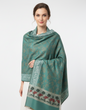 Women Wool Blend, Pink Jacquard Wovewn Designer Shawl/Wrap
