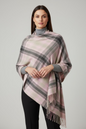 he mix of soft pastel pink with those structured grey and tan checks gives it a perfect balance of "cozy" and "sophisticated."