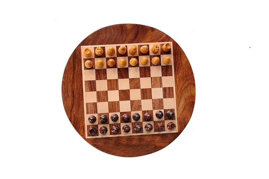 Wooden Magnetic Drawer Chess Set 10×10 – Classic square board with magnetic pieces and storage drawer — good size for both travel and home play