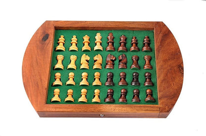 Wooden Magnetic Drawer Chess Set 10×10 – Classic square board with magnetic pieces and storage drawer — good size for both travel and home play