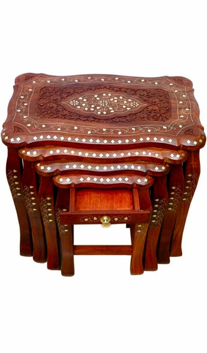 Wooden Nesting Stool/Table Set – Sheesham Wood