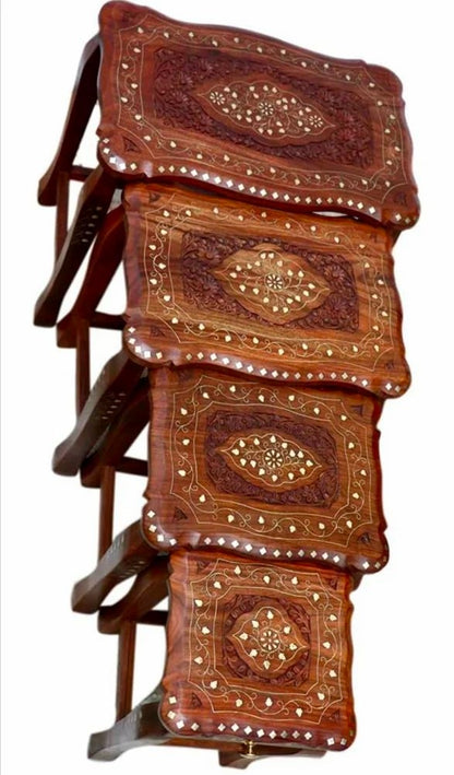Wooden Nesting Stool/Table Set – Sheesham Wood